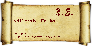 Némethy Erika névjegykártya